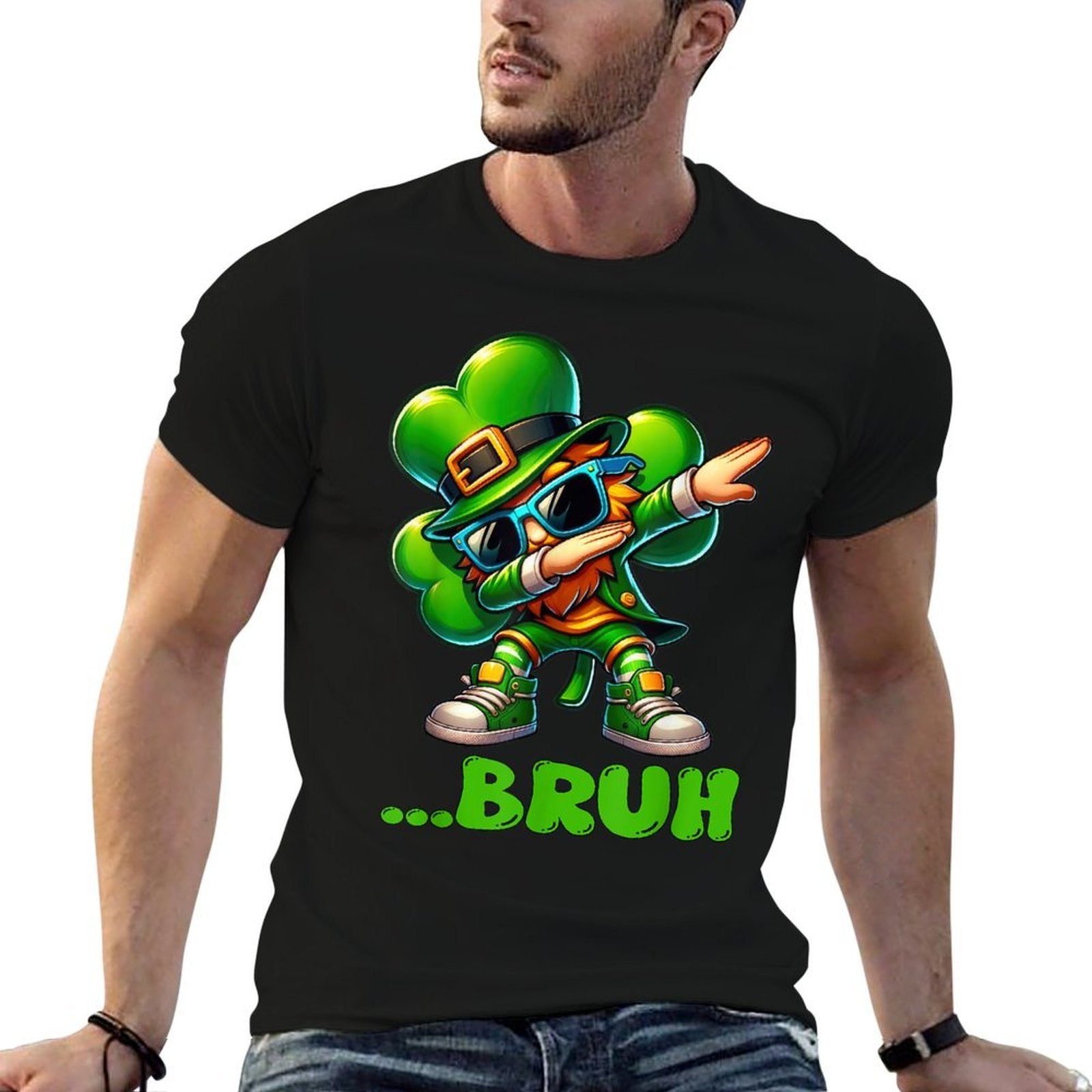 Bruh Dab Leprechaun Funny Kids Boys Mens St Patrick Day  Graphic-printed T-Shirt