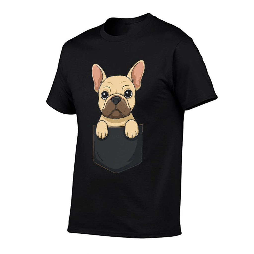 Cute Pocket French Bulldog Funny Dog Lover  Ribbed Collar T-Shirt