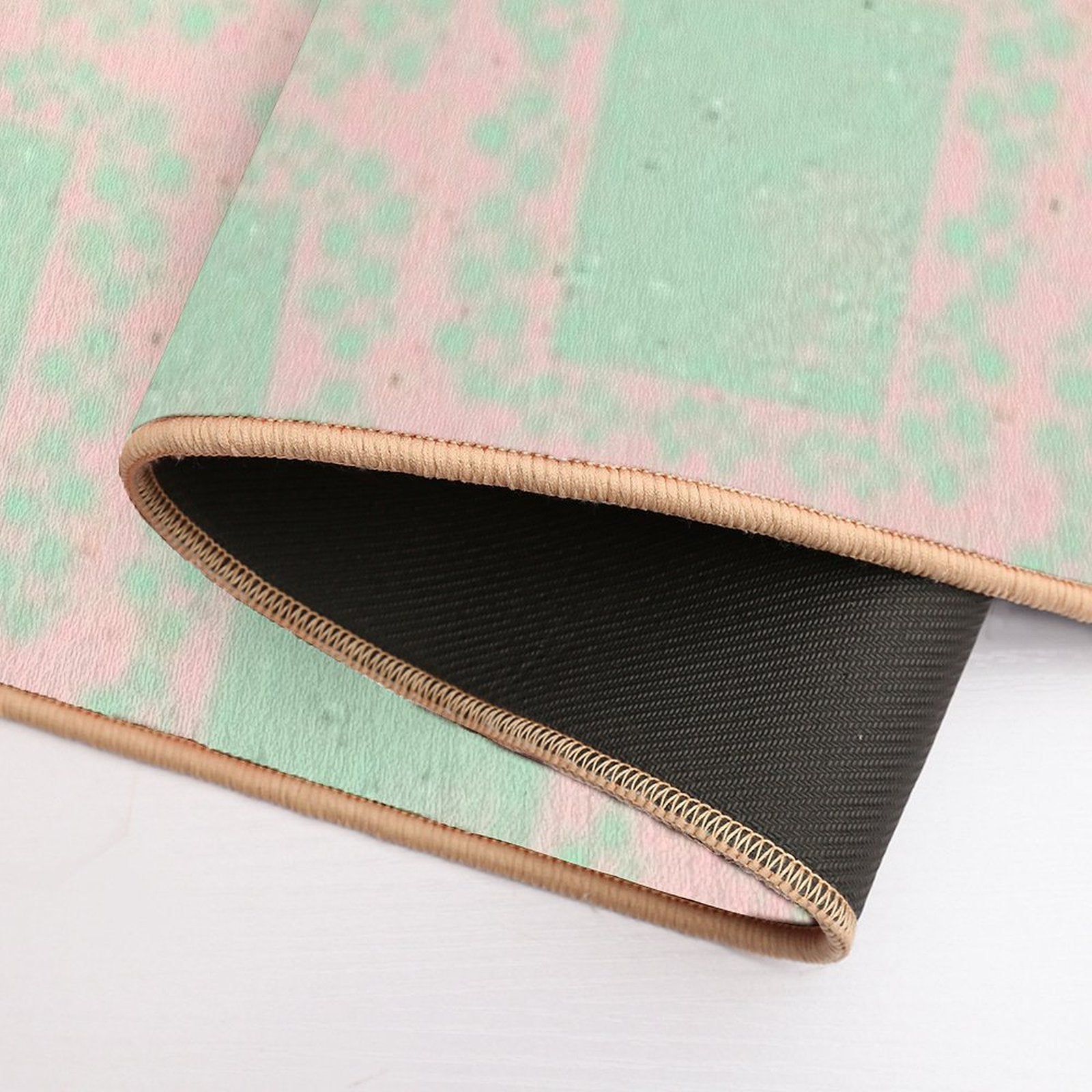 Pink And Green Patterns  Repositionable Bath Mat