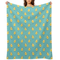 Busy Chicks Pattern - Yellow on Aqua Blue Lightweight Throw Blanket