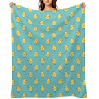 Busy Chicks Pattern - Yellow on Aqua Blue Lightweight Throw Blanket