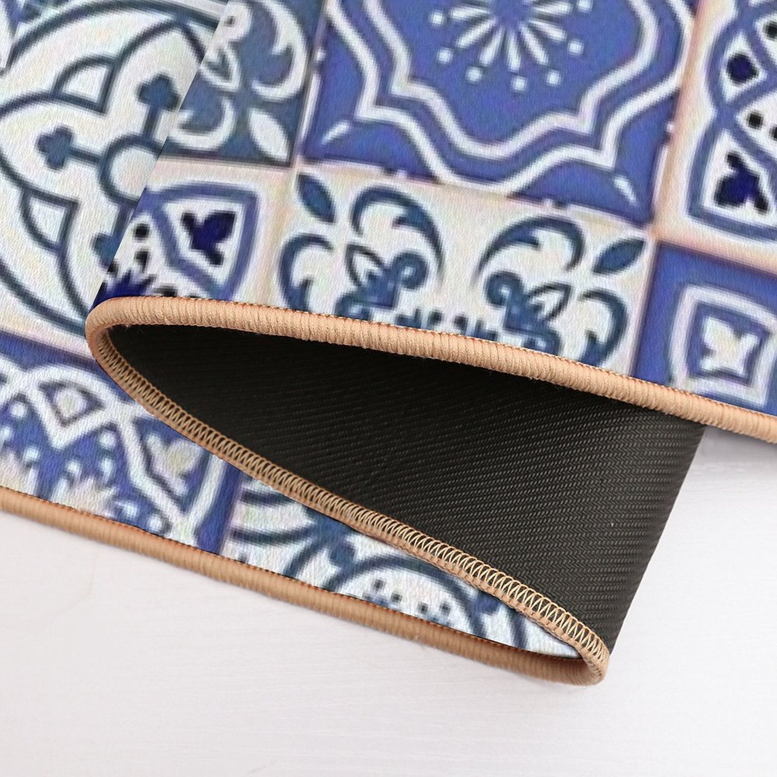 Blue Moroccan Tile Pattern  Rapid-Drying Bath Mat