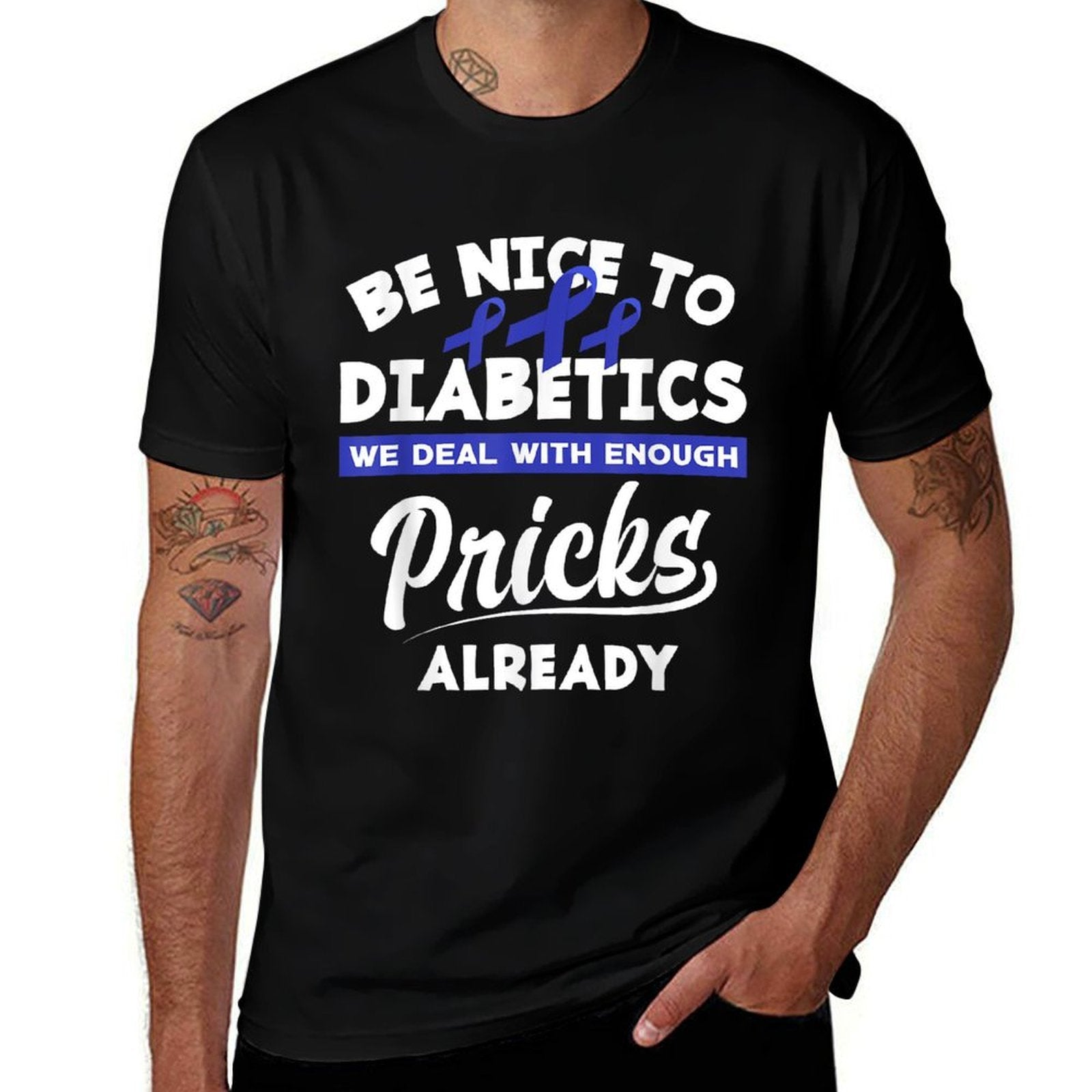 Funny Diabetic Type 1 Diabetes T1D Diabetes Awareness  Fade-proof Color T-Shirt