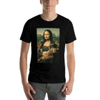 Mona Lisa With Orange Cat Funny Art Painting  Affordable Price T-Shirt