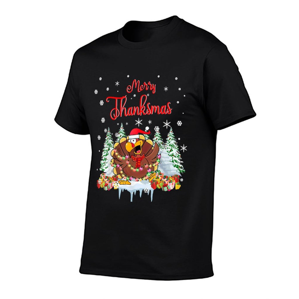 Funny Turkey Santa Merry Thanksmas Christmas Thanksgiving  Breathable T-Shirt