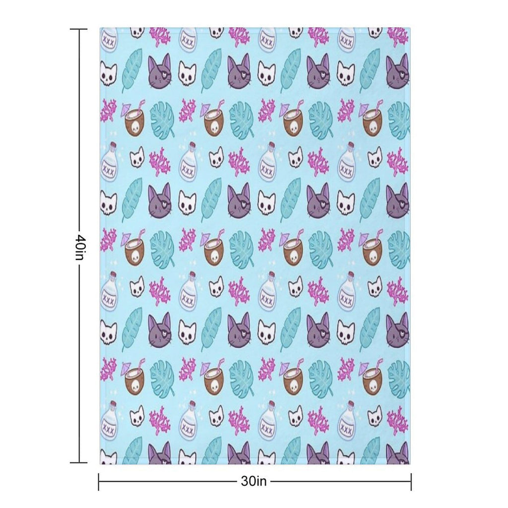 Pirate Cat  Turquoise  Nikury Comfort Throw Blanket