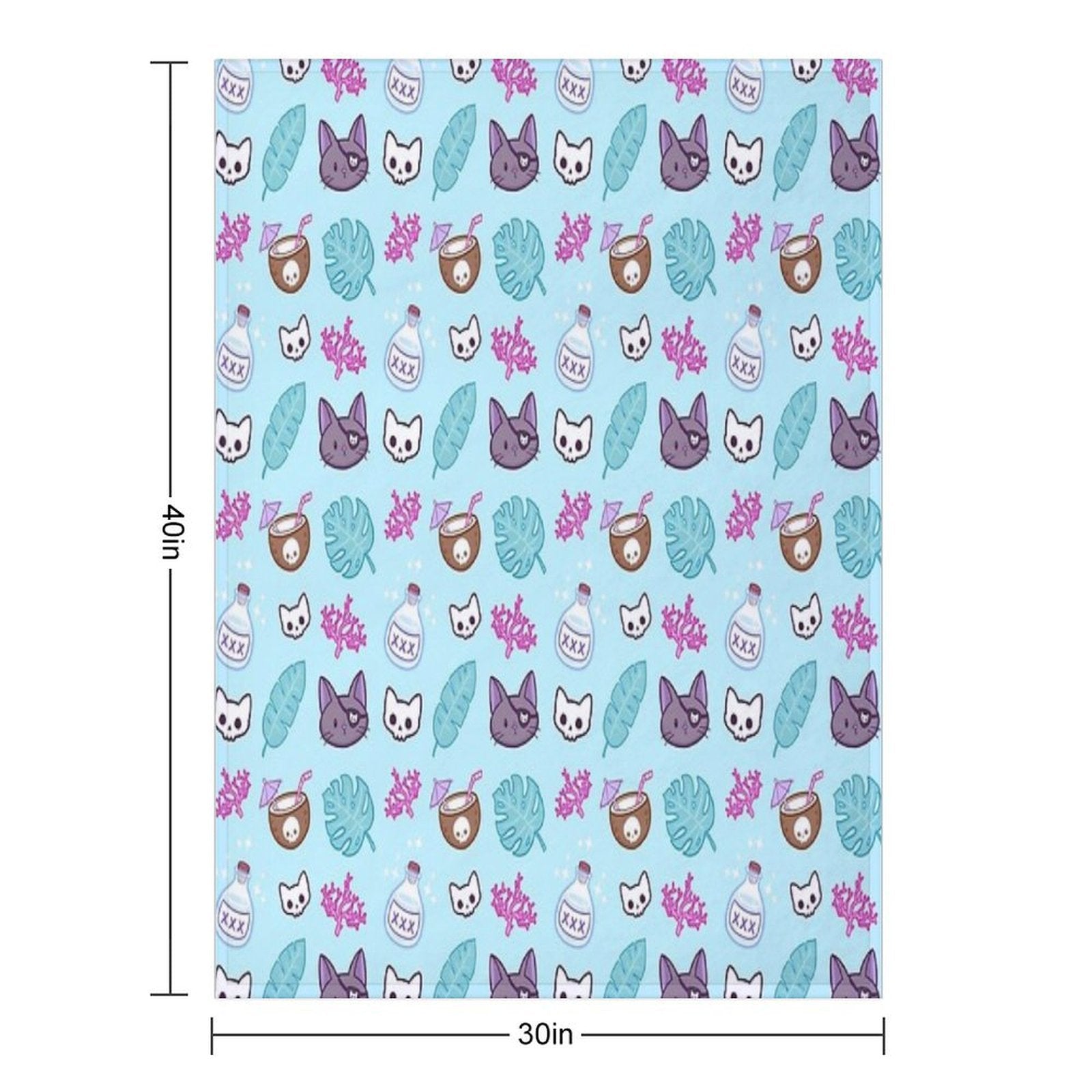 Pirate Cat  Turquoise  Nikury Comfort Throw Blanket