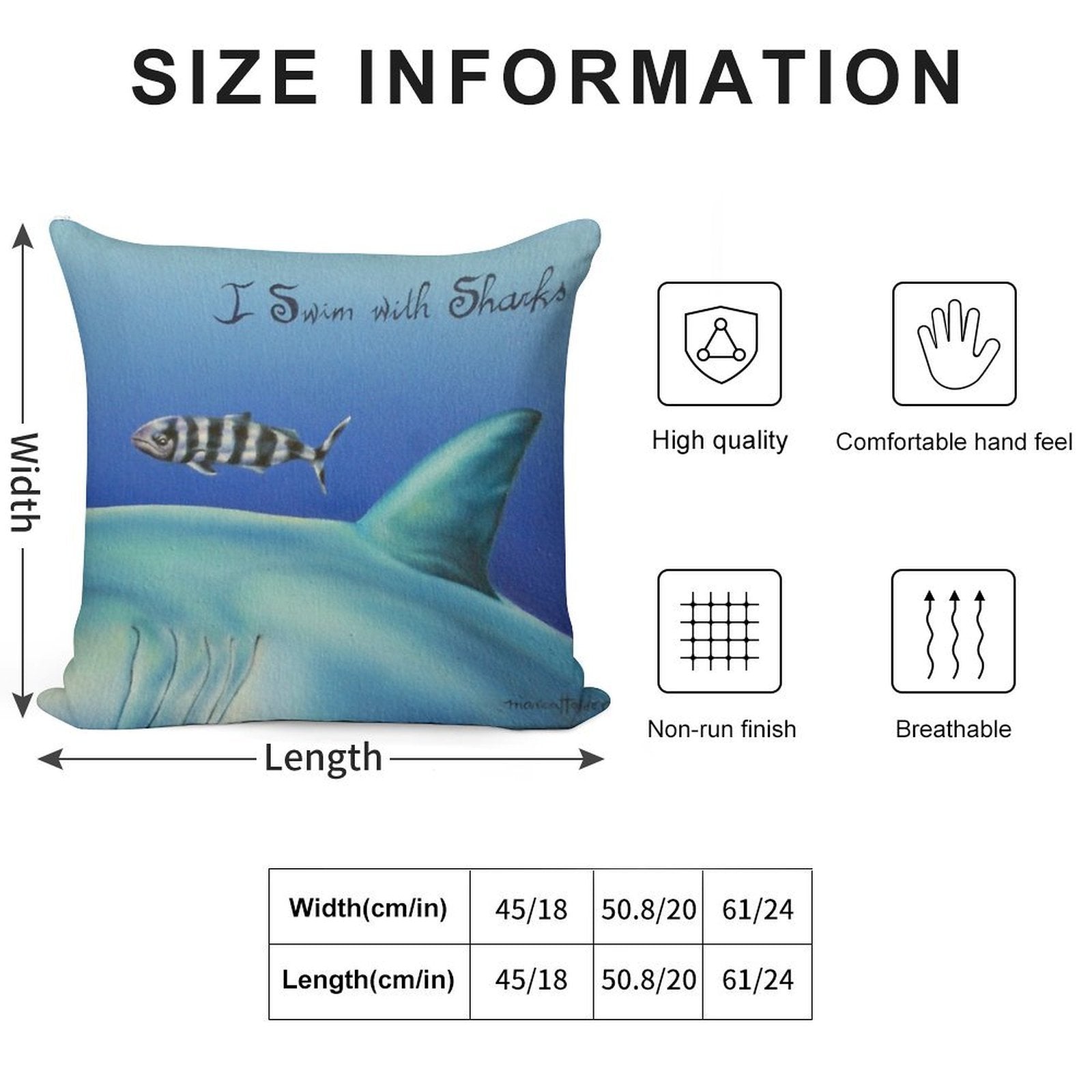 Pilot Fish I Swim with Sharks Soft Multiple Sizes Throw Pillow