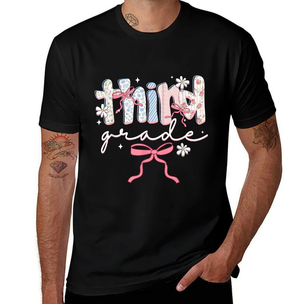 Women Third Grade Teacher Coquette Bow Elementary School  Graphic-printed T-Shirt