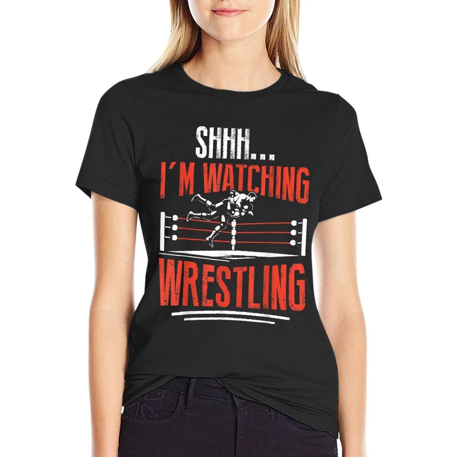 Shhh Im Watching Wrestling Funny Wrestler Men Women Kids  Soft T-Shirt