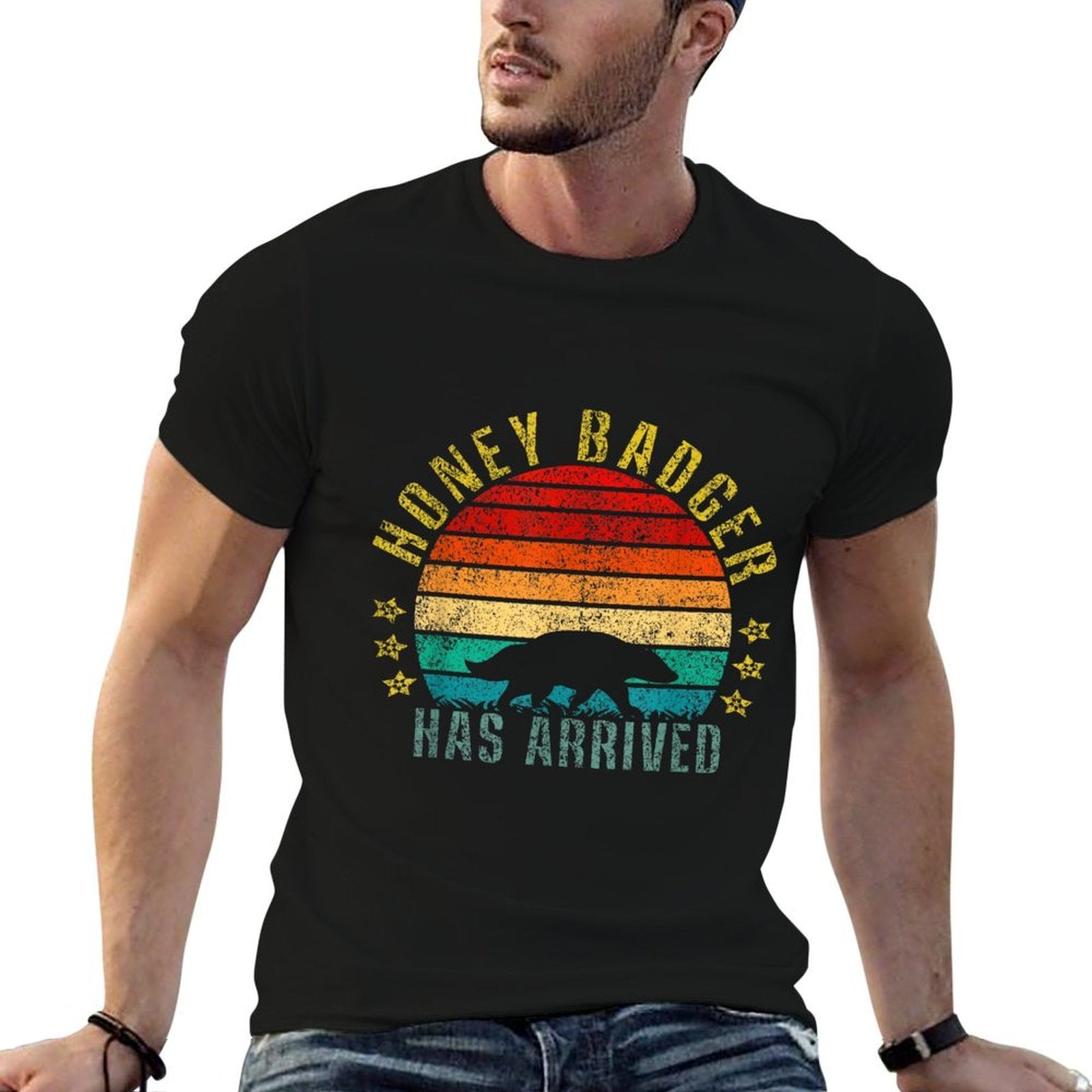 Honey Badger Has Arrived Funny Retro  Stretchy T-Shirt
