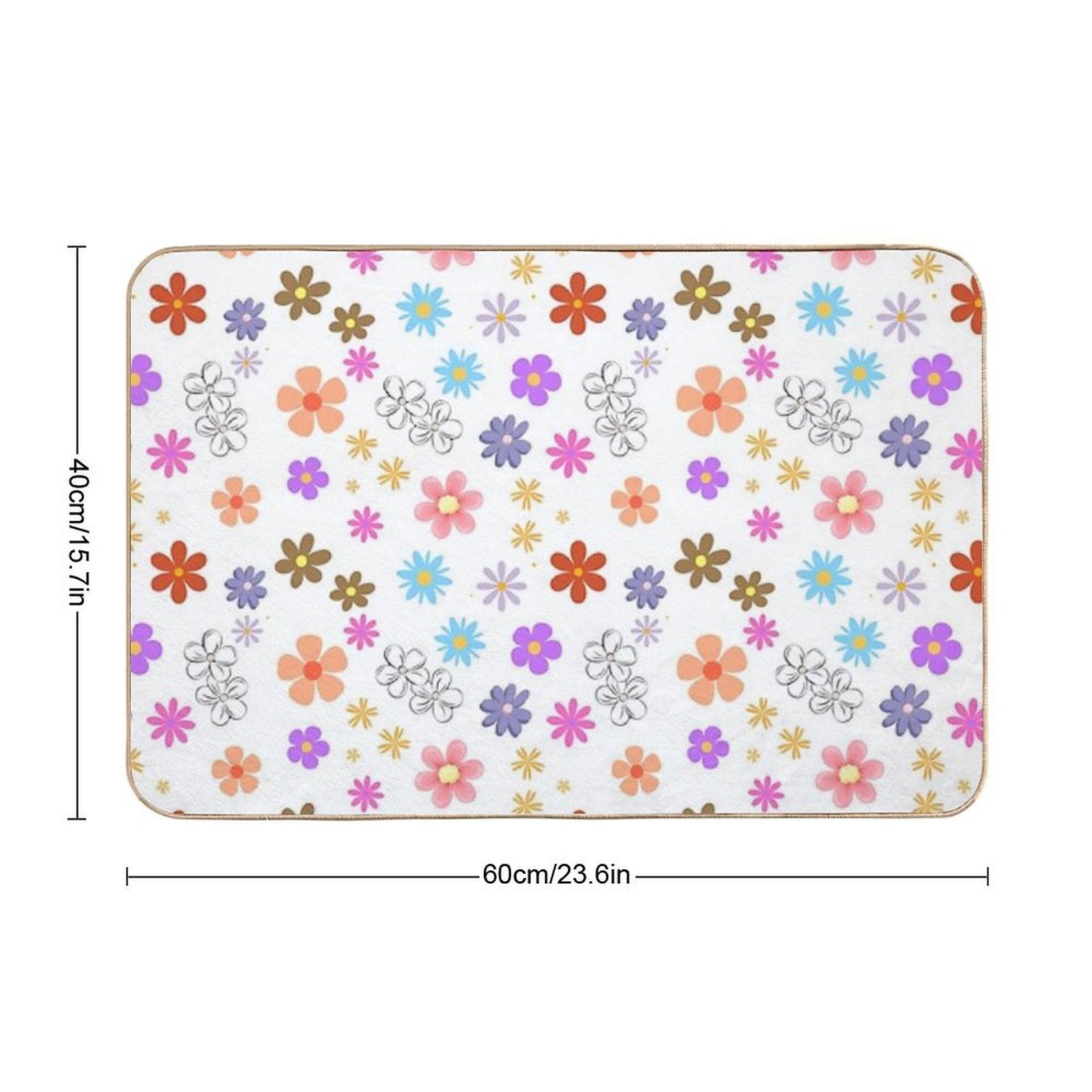 Flowers Design Pattern, Isolated in White Background  Multi-Purpose Bath Mat