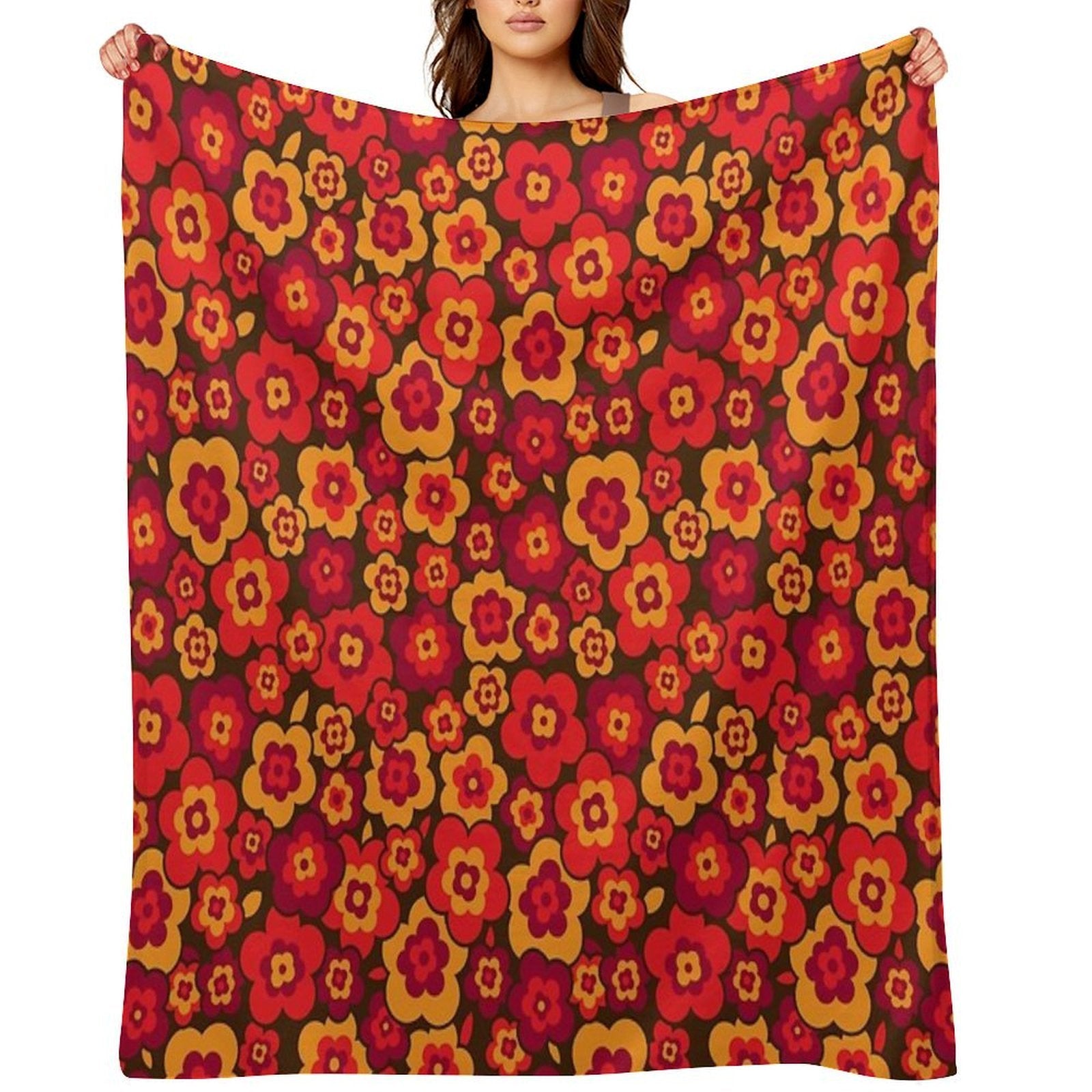 Retro Vintage Orange Poppies Gift-ready Throw Blanket