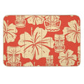 Hawaiian Tiki Pattern on Red  Multi-Purpose Bath Mat