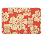 Hawaiian Tiki Pattern on Red  Multi-Purpose Bath Mat