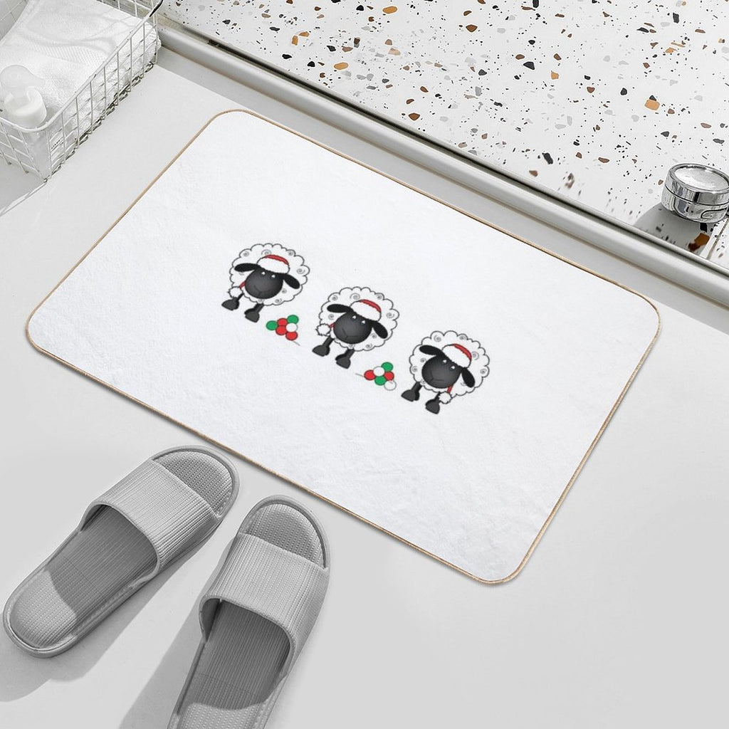 Christmas Sheep Trio With Wool - Shelby  Toxin-Free Bath Mat