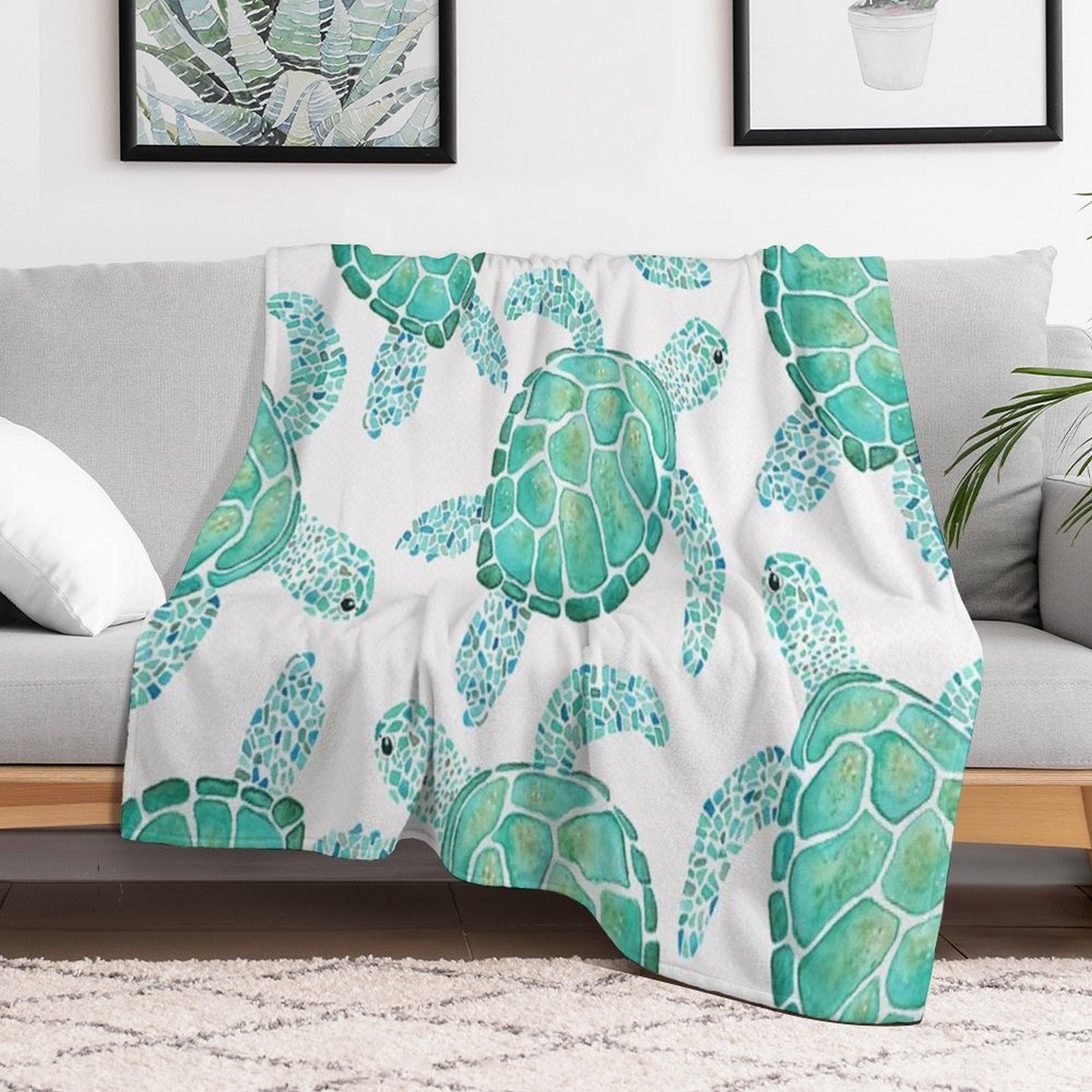 Turtle Pattern Easy Care Throw Blanket