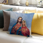Twin Hearts Very Close Together - I (Jesus And Mary) Sky Background Soft Hidden Zipper Throw Pillow