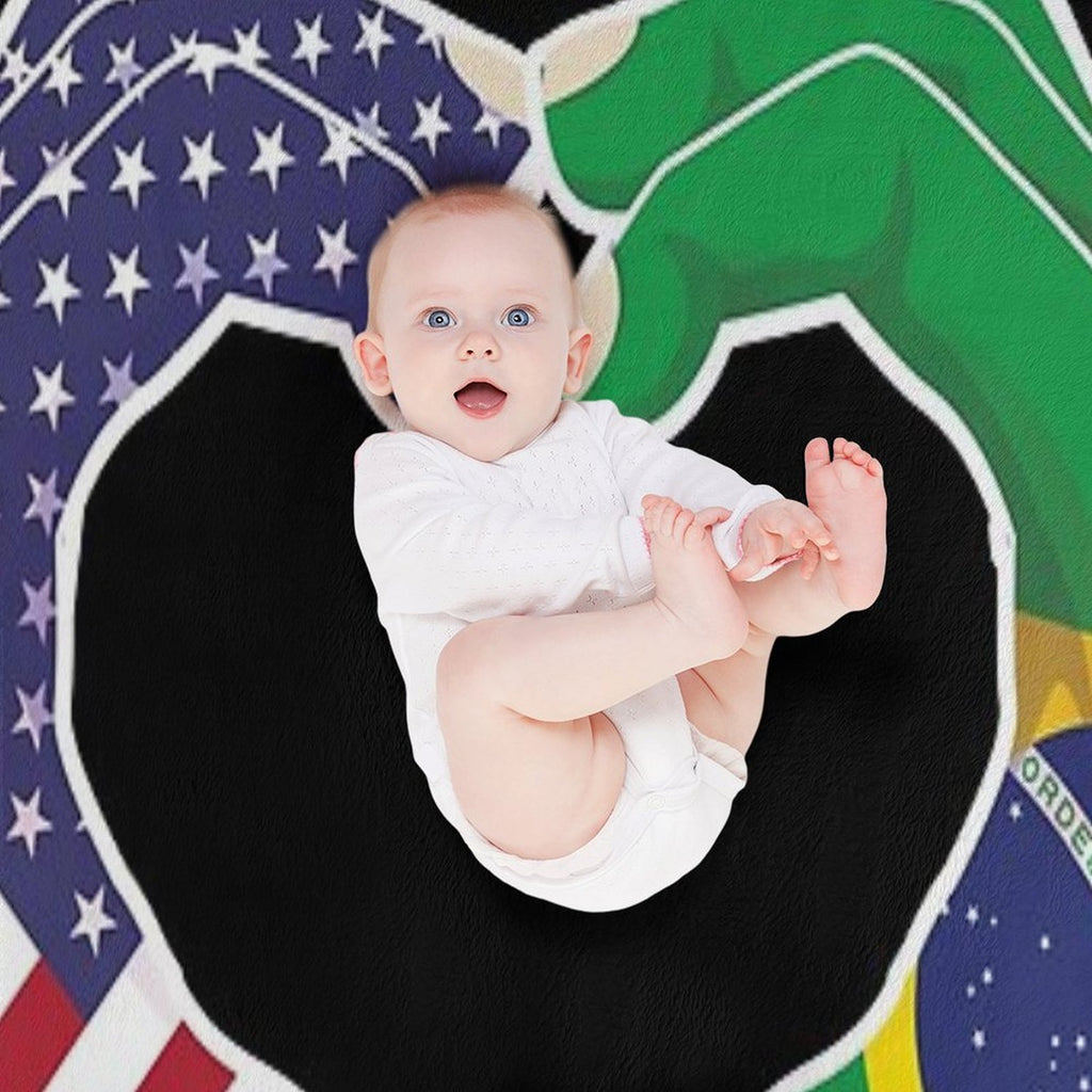 Brazilian Brazil USA United States American America Love Heart Peace Plush Throw Blanket