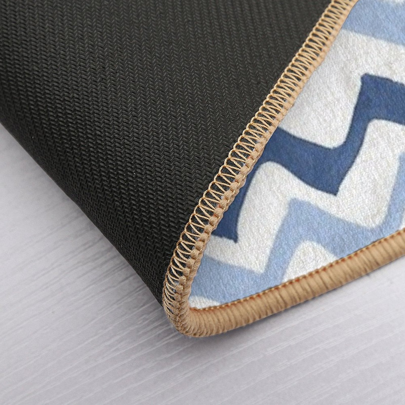 Wavy Brush Stroke Pattern Indigo & Pale Blue Durable Bath Mat