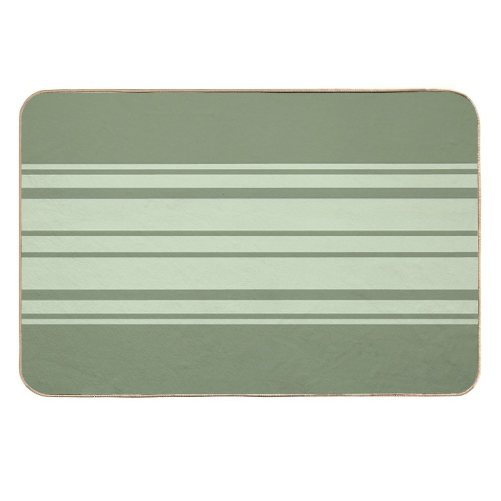 Simple Horizontal Stripes Design - Green  High-Traffic Bath Mat