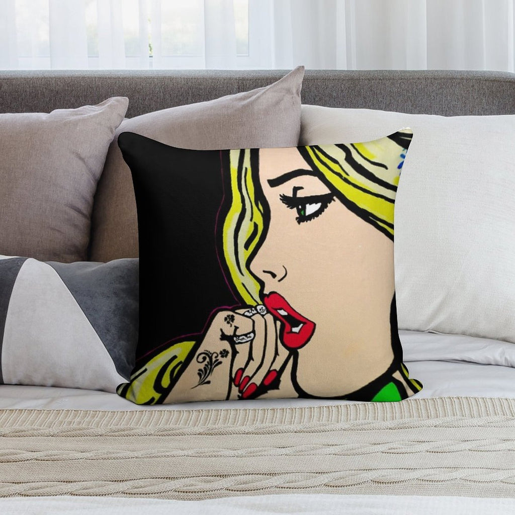 Graffiti Rat Vs Pretty Pop Art Girl Soft Skin-Friendly Throw Pillow