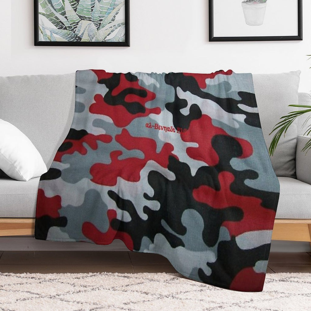 Al-Benhadi El© Acquisition, Red Camouflage Machine-washable Throw Blanket