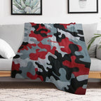 Al-Benhadi El© Acquisition, Red Camouflage Machine-washable Throw Blanket