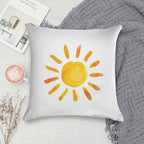 Brushed Watercolor Painted Sun Soft Washable Throw Pillow