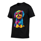 Rainbow Cute Dog Wearing Glasses Heart Puppy Love Dog Funny for Men Women Kids  Wrinkle-resistant T-Shirt