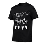 Twin Expecting Mama Mom to Be Pregnant with Twins Pregnancy Comfortable T-Shirt