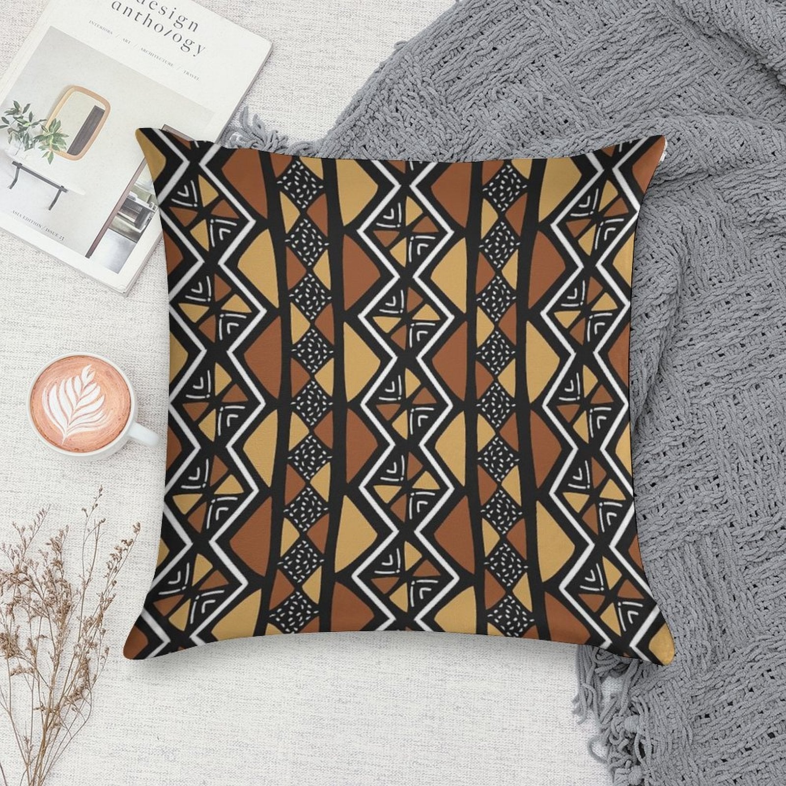 African Mud Cloth Mali Soft Bedroom Essential Throw Pillow