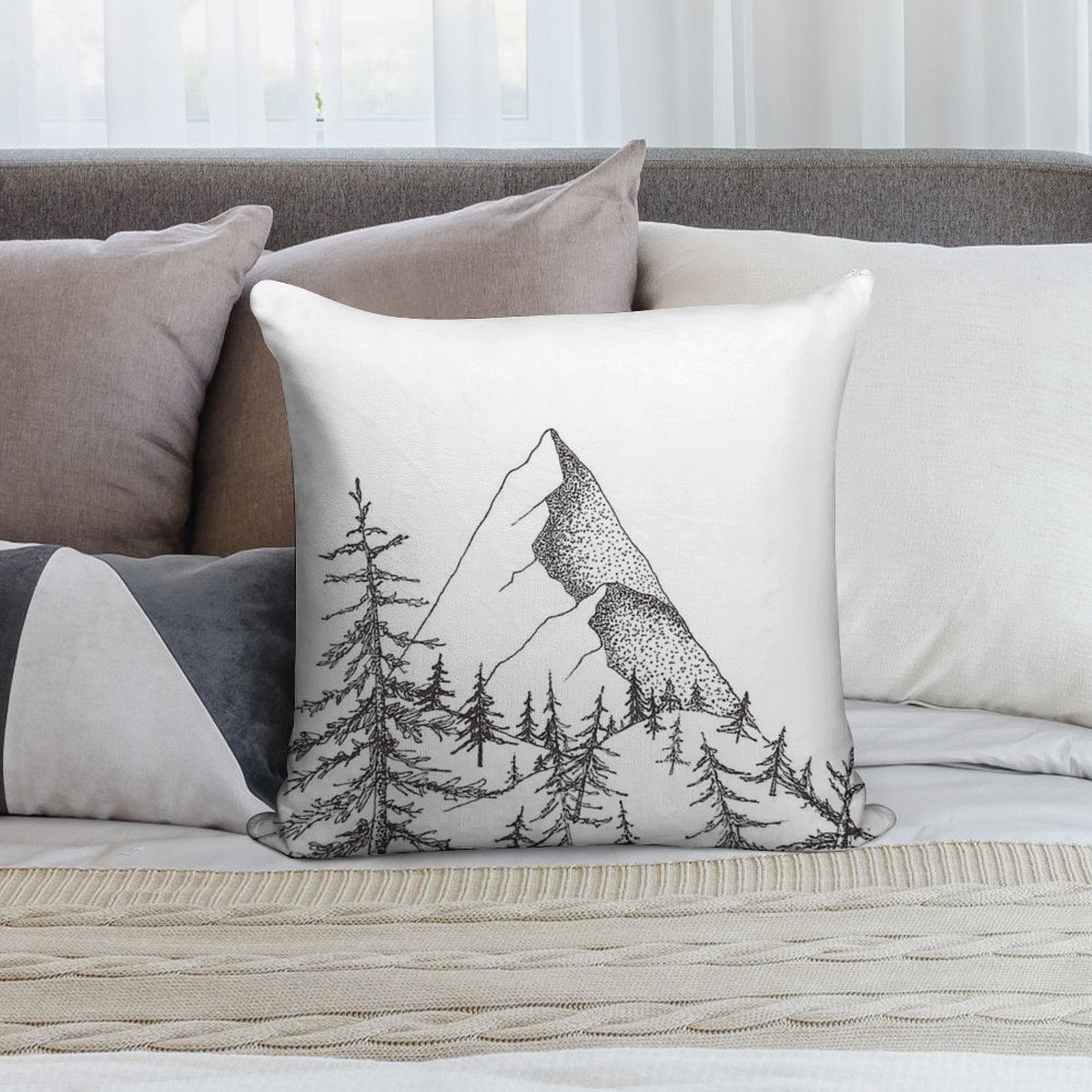 Lonely Mountain Soft Bedroom Essential Throw Pillow