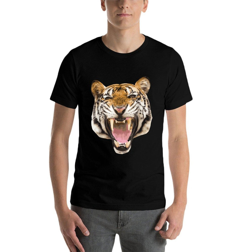 Realistic Tiger Roaring Face Animal Lovers Gift  Affordable Price T-Shirt