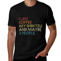 Shih Tzu Dog Owner Coffee Lovers Funny Quote Vintage Retro  Heathered Texture T-Shirt