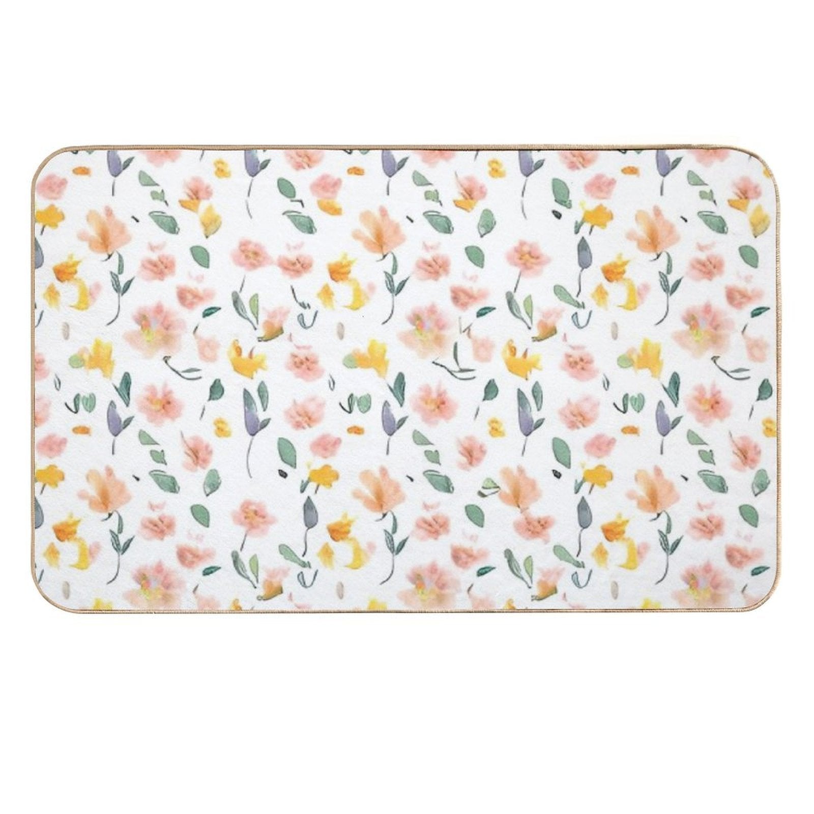 Colorful Summer Watercolor Floral Pattern - Artistic Blossoms Durable Bath Mat