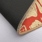 Hawaiian Tiki Pattern on Red  Multi-Purpose Bath Mat