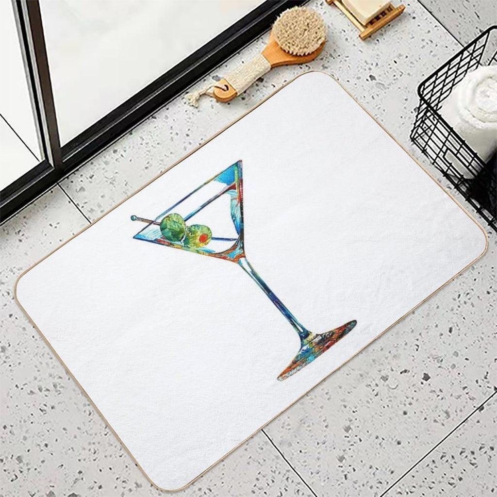 Happy Hour Martini Glass Art - Cheers - Sharon Cummings  Absorbent Bath Mat
