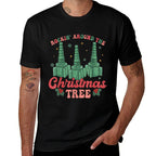 Rockin Around The Christmas Tree Respiratory Therapist RT  Ribbed Collar T-Shirt