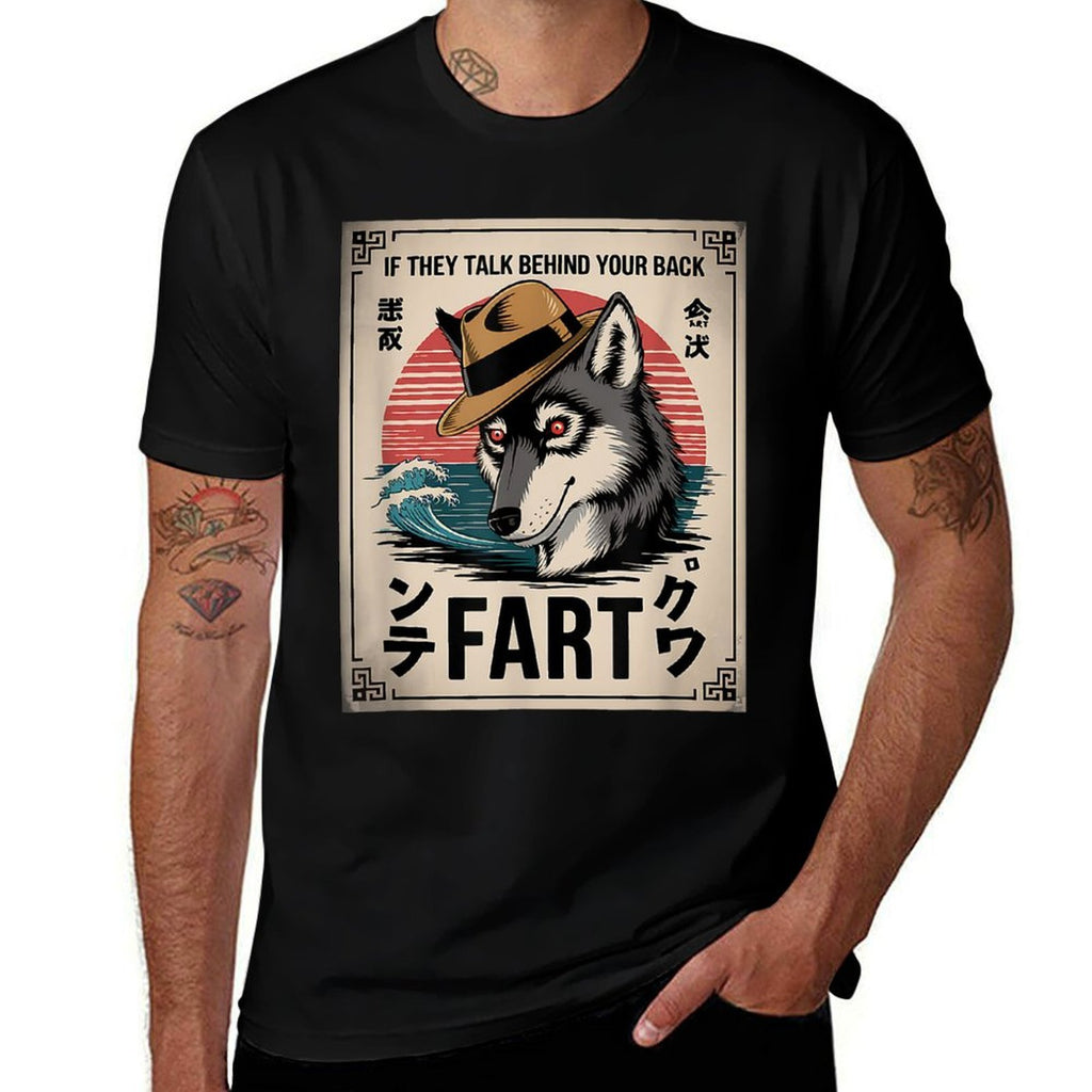 If They Talk Behind Back Fart Sigma Wolf Japanese Meme  Lightweight T-Shirt