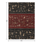 Ancient Egyptian Hieroglyphs - Black And Red Leather And Gold Easy Care Throw Blanket
