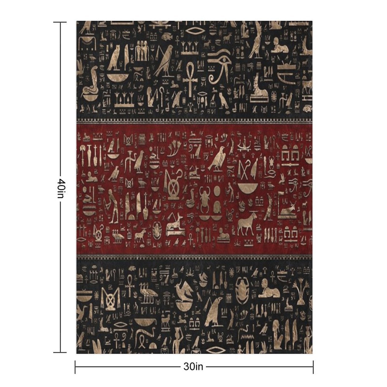 Ancient Egyptian Hieroglyphs - Black And Red Leather And Gold Easy Care Throw Blanket