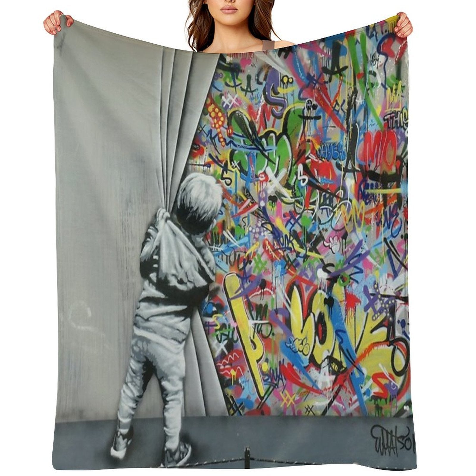 Behind The Curtain - Martin Whatson (Wynwood Walls Edition)  Miami Comfort Throw Blanket