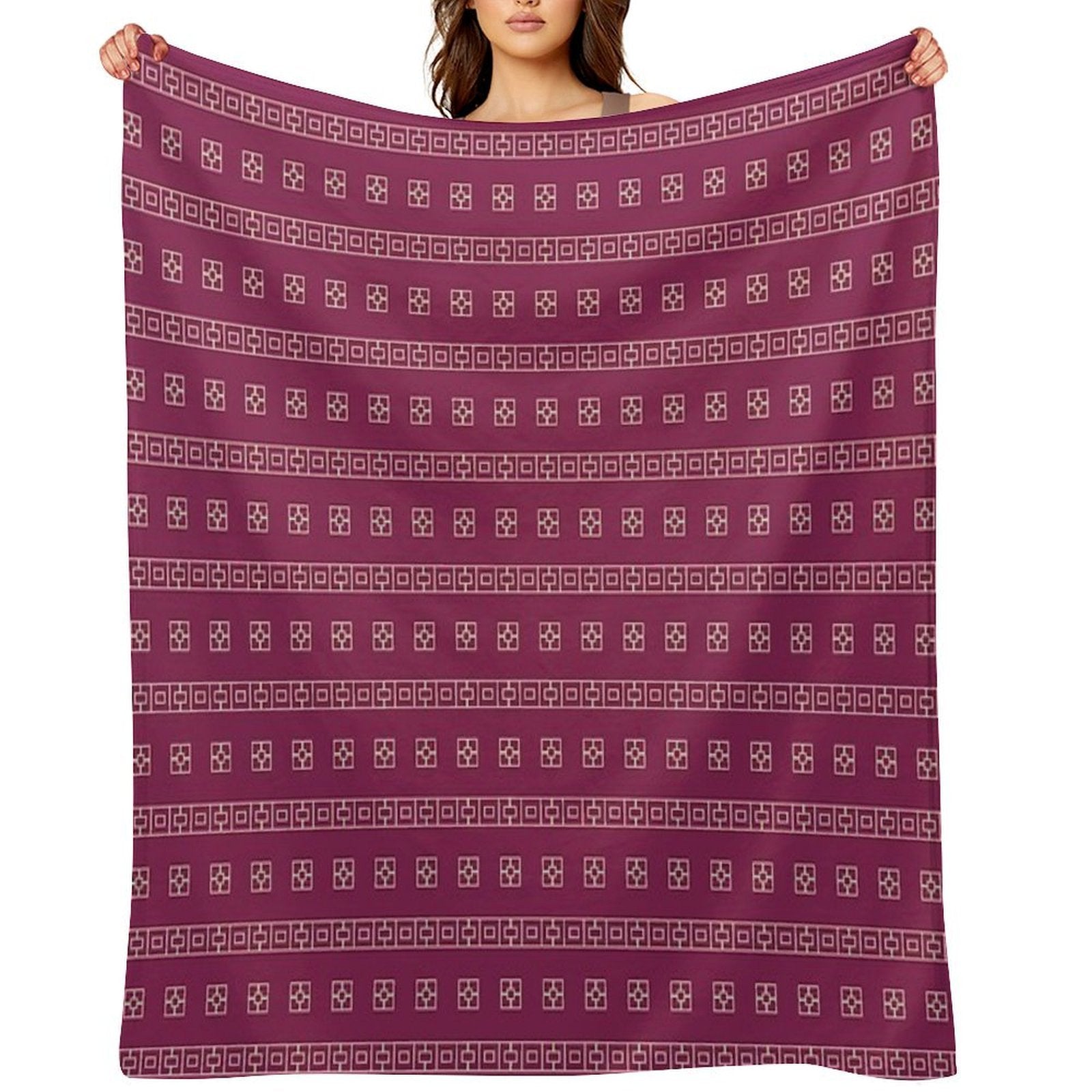 Luxurious Maroon & Golden Graphic Patterns - Contemporary Elegance Premium Throw Blanket