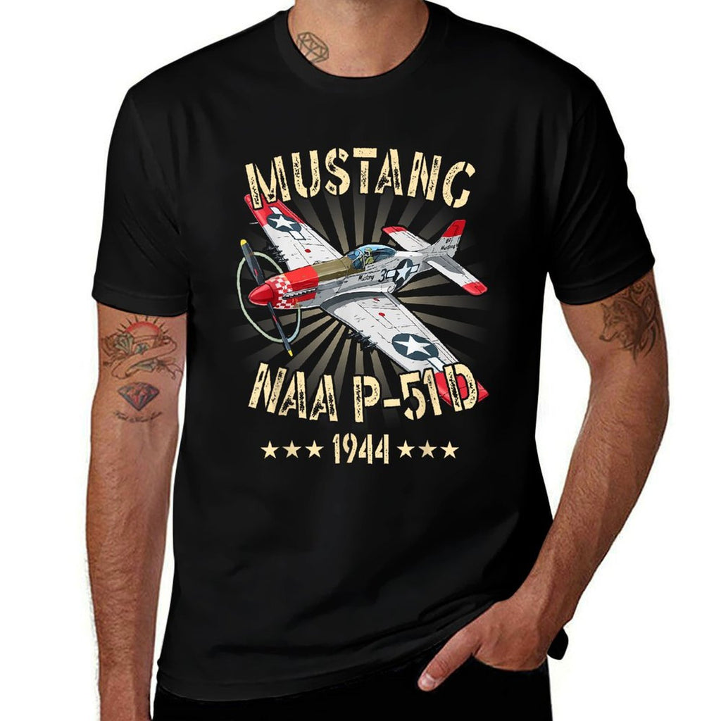 P-51D Mustang Vintage North American P-51D Fighter Warbirds  Durable T-Shirt