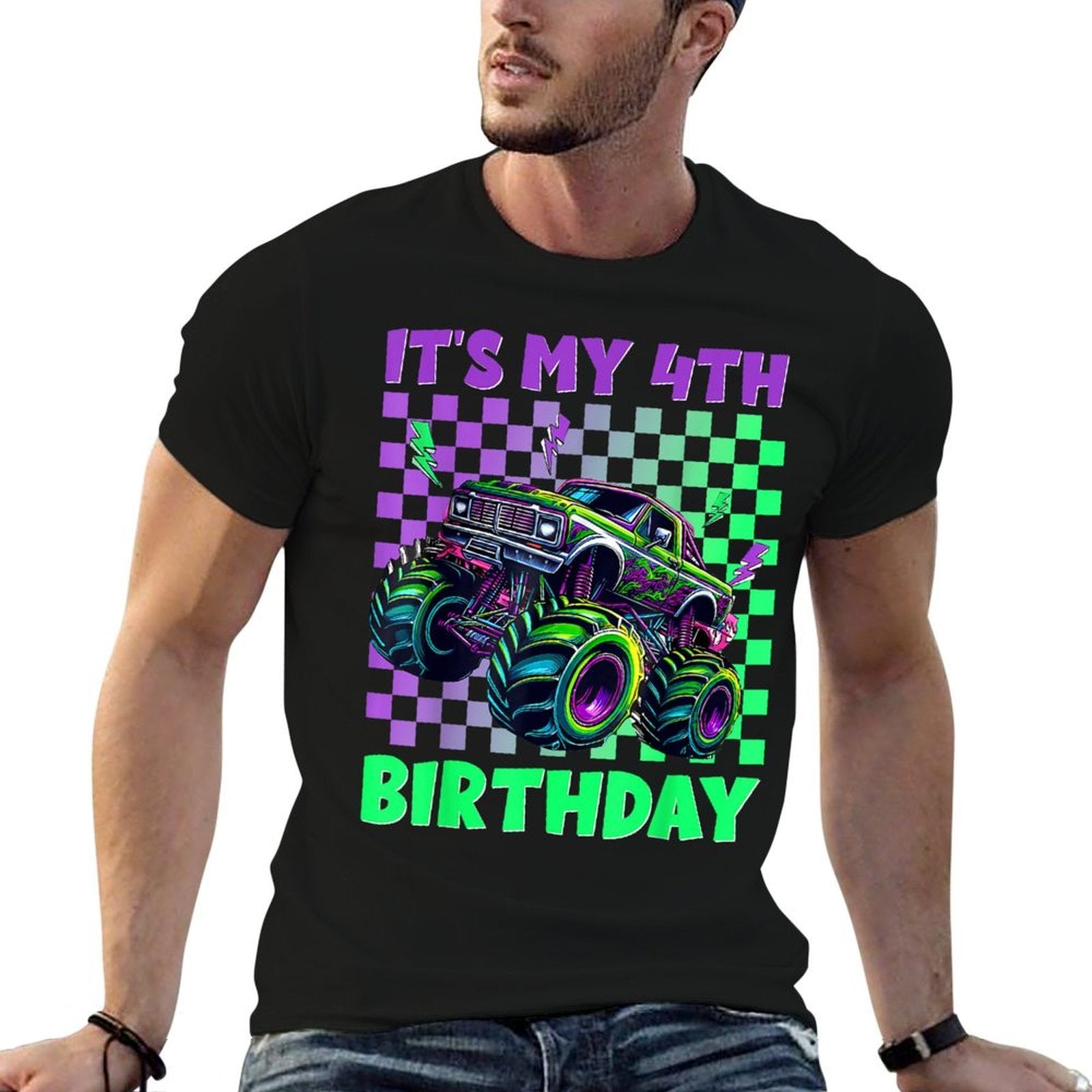 Funny Its My 4th Birthday Boy Monster Truck Boys Girls Kids  Relaxed-fit T-Shirt