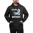It's My 9th Birthday Airplane 9 Year Old Birthday Boy Girl Colorfast Hoodie