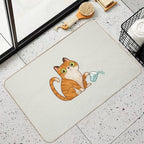 Cat Tipping Glass  Stain-Proof Bath Mat