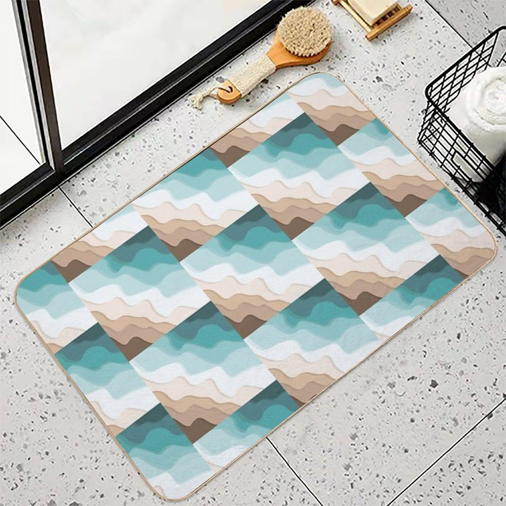 Modern Paper Cut Waves  Toxin-Free Bath Mat