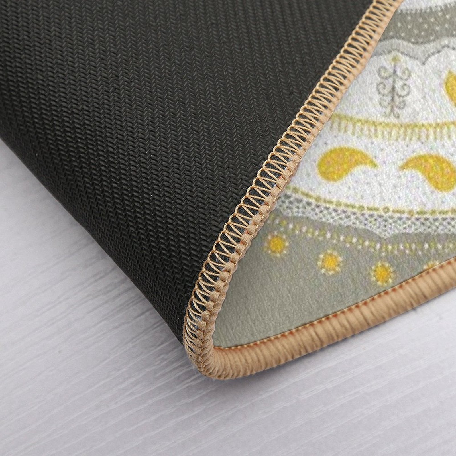 Gray Yellow White Mandalas  Rapid-Drying Bath Mat